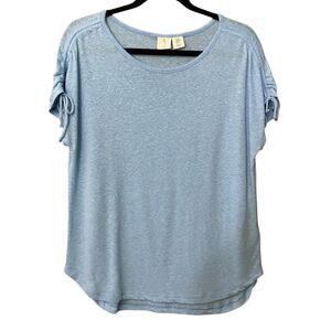 Joie ruched shoulder sleeve lightweight knit top